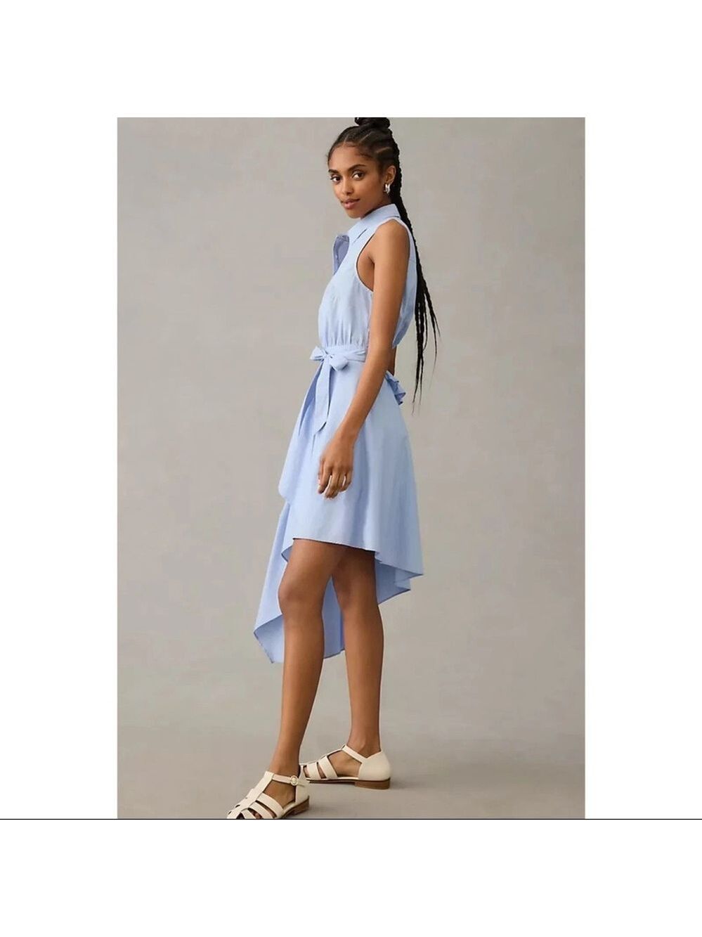 Anthropologie Asymmetrical Sky Blue Dress Size 10 - Picture 5 of 7
